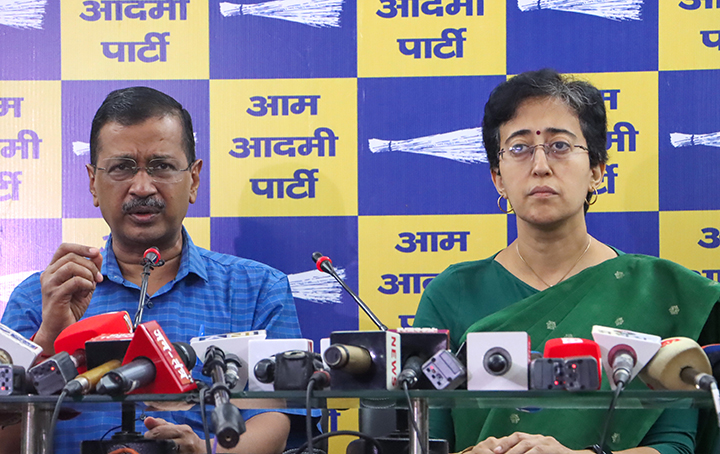 New Delhi: Arvind Kejriwal and Atishi address a press conference